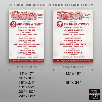 Charlie Parker - Dizzy Gillespie jazz poster - Birdland - 1951
