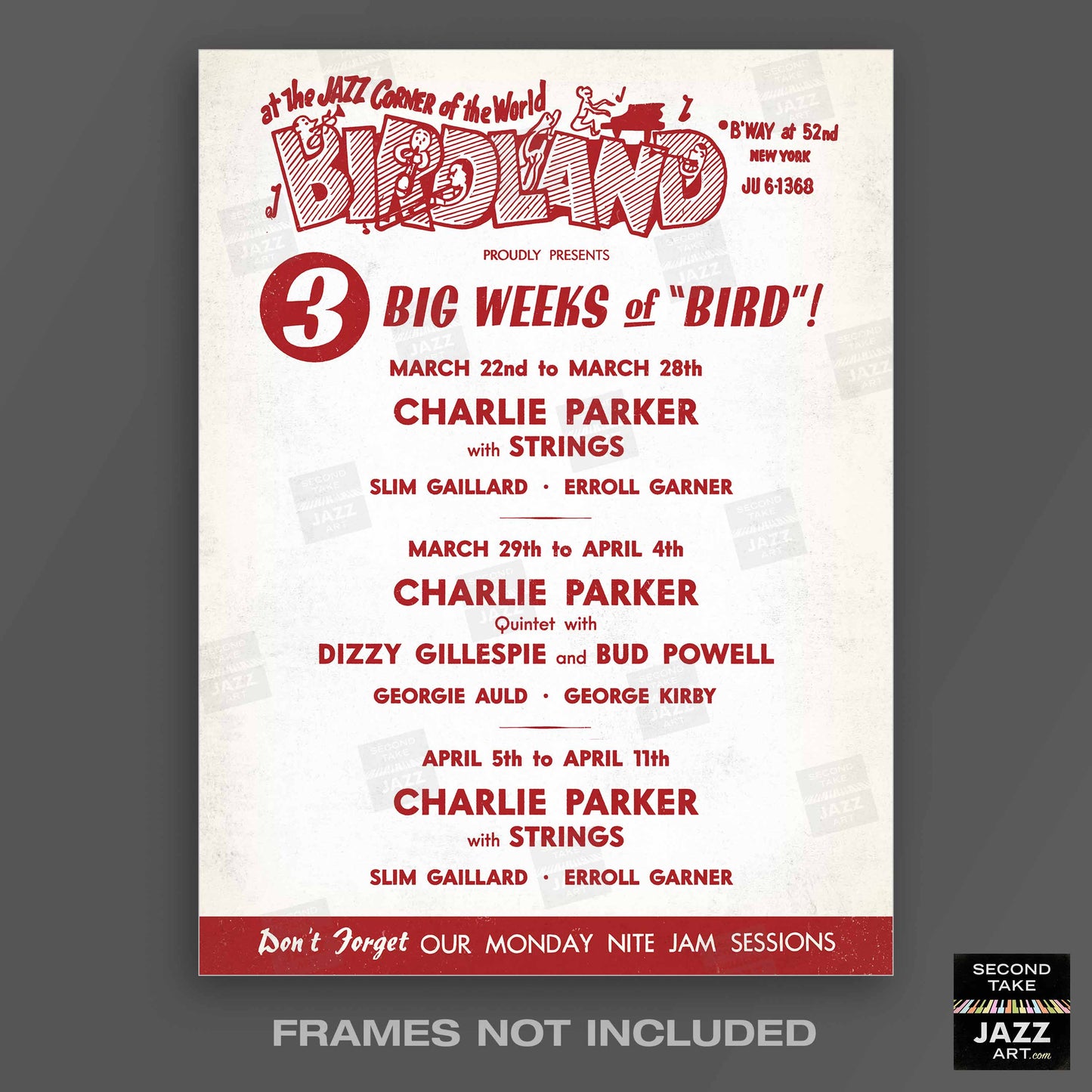 Charlie Parker - Dizzy Gillespie jazz poster - Birdland - 1951