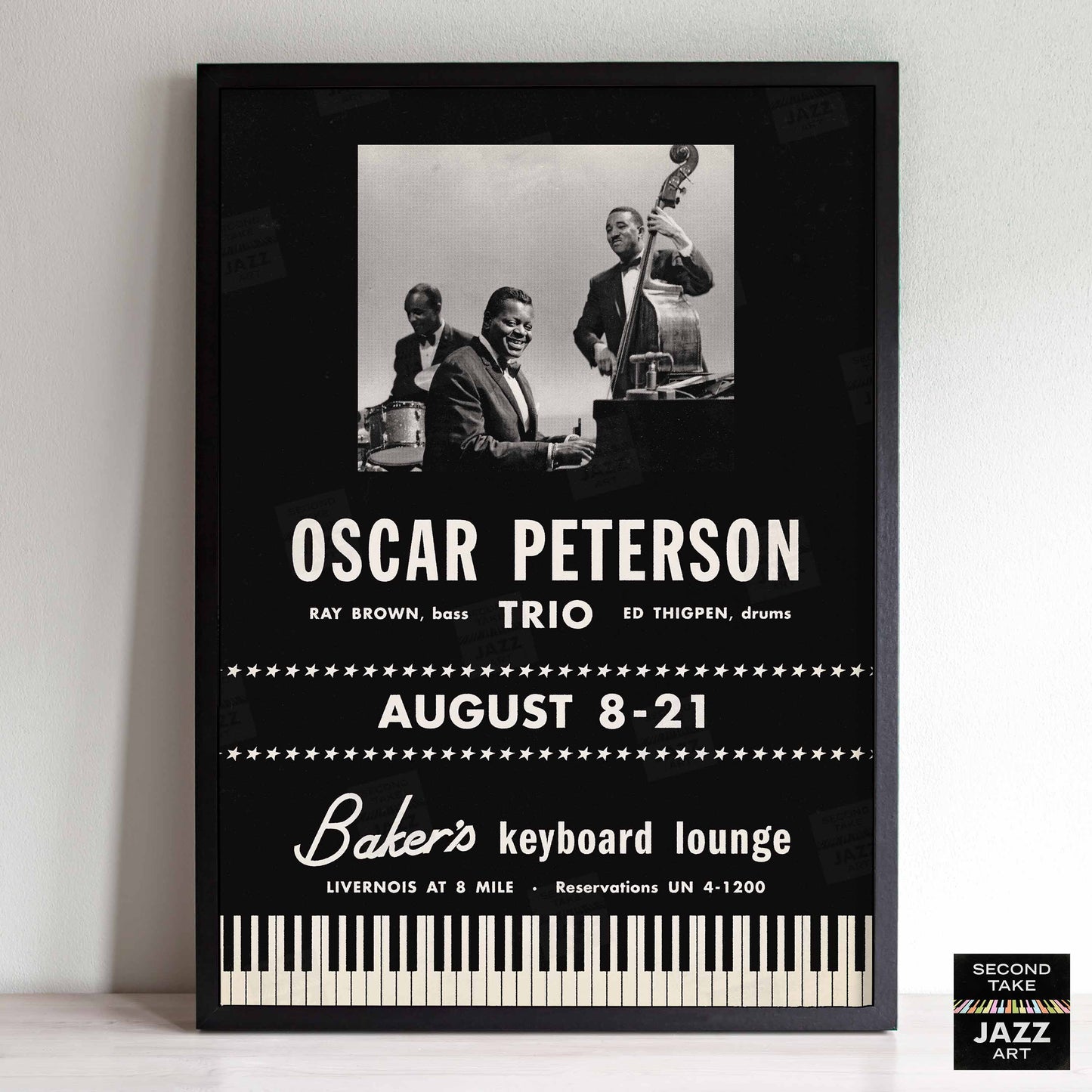 Oscar Peterson jazz poster - At Baker's Keyboard Lounge - Detroit, MI - 1960