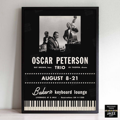 Oscar Peterson jazz poster - At Baker's Keyboard Lounge - Detroit, MI - 1960