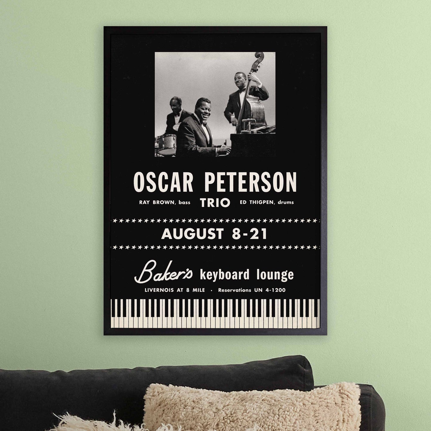Oscar Peterson jazz poster - At Baker's Keyboard Lounge - Detroit, MI - 1960