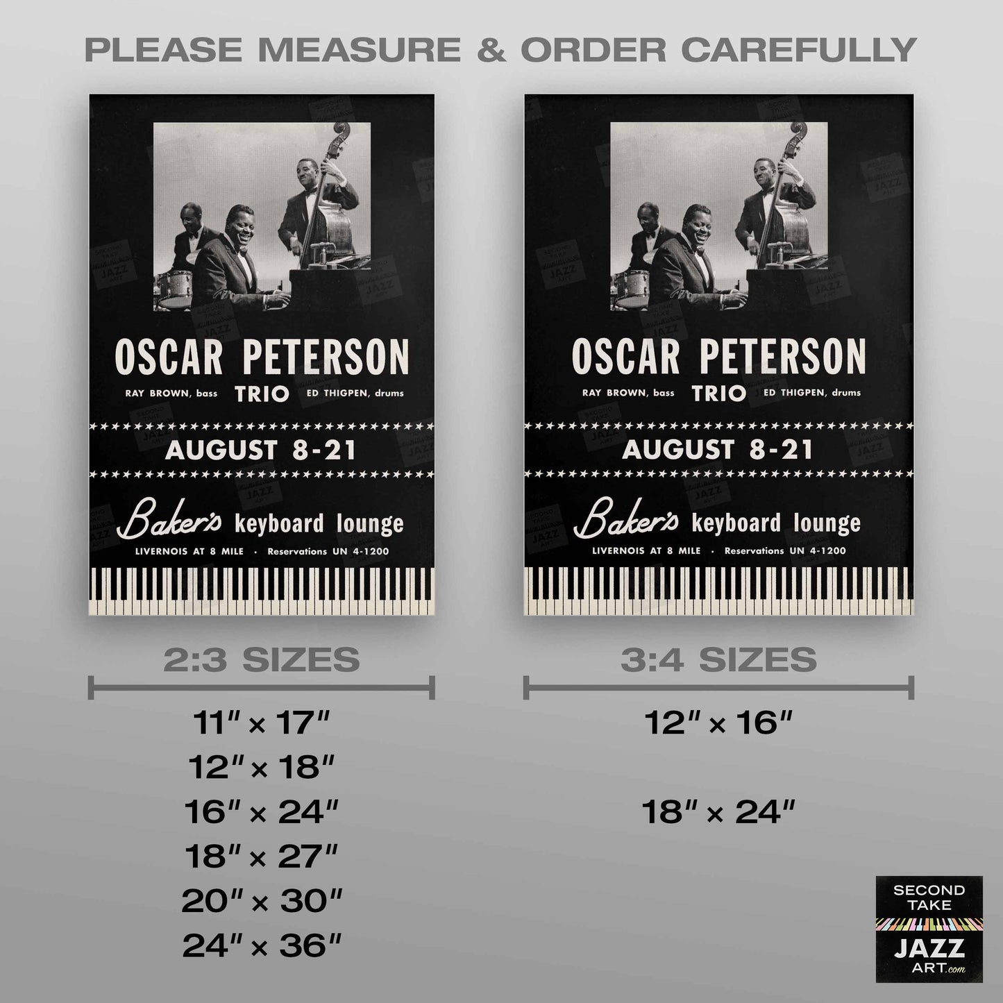Oscar Peterson jazz poster - At Baker's Keyboard Lounge - Detroit, MI - 1960