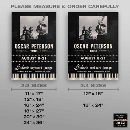 Oscar Peterson jazz poster - At Baker's Keyboard Lounge - Detroit, MI - 1960