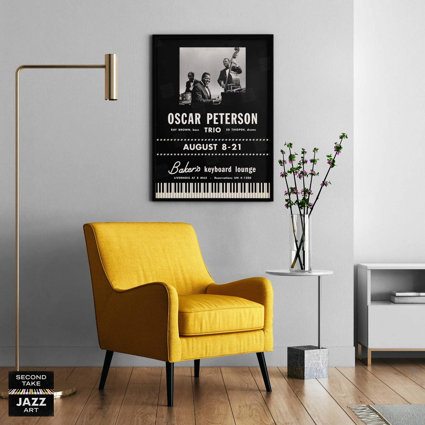 Oscar Peterson jazz poster - At Baker's Keyboard Lounge - Detroit, MI - 1960