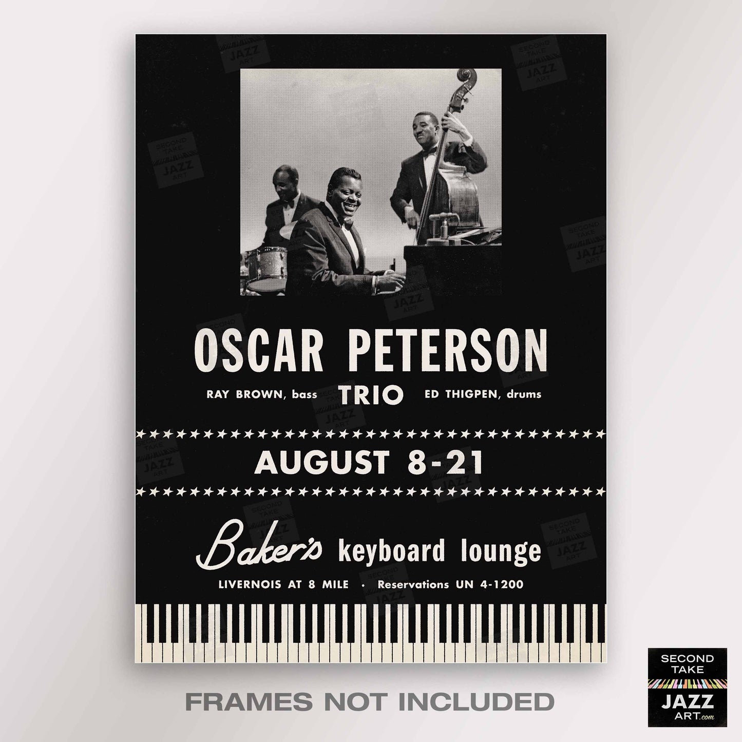 Oscar Peterson jazz poster - At Baker's Keyboard Lounge - Detroit, MI - 1960