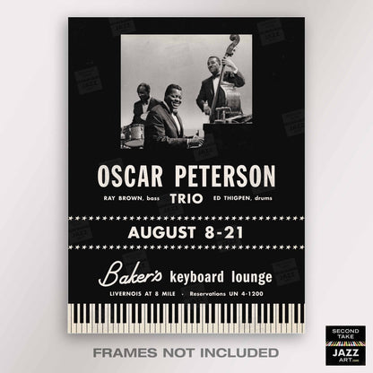 Oscar Peterson jazz poster - At Baker's Keyboard Lounge - Detroit, MI - 1960