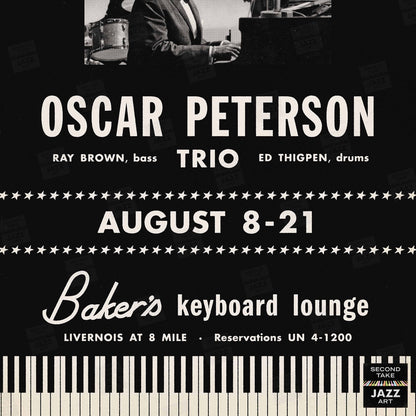 Oscar Peterson jazz poster - At Baker's Keyboard Lounge - Detroit, MI - 1960