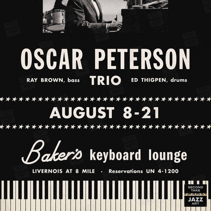 Oscar Peterson jazz poster - At Baker's Keyboard Lounge - Detroit, MI - 1960