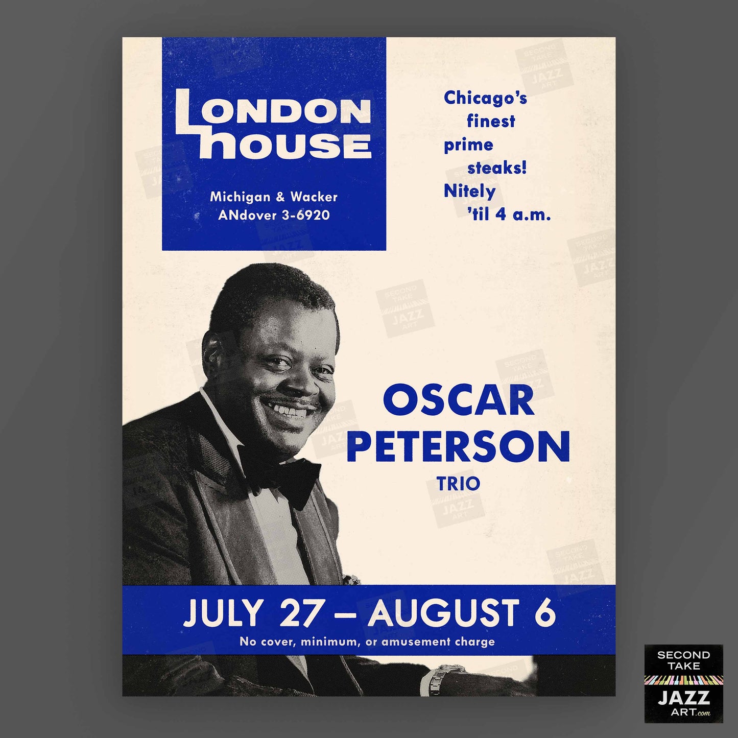 Oscar Peterson Trio jazz poster - London House Sessions - Chicago - 1961