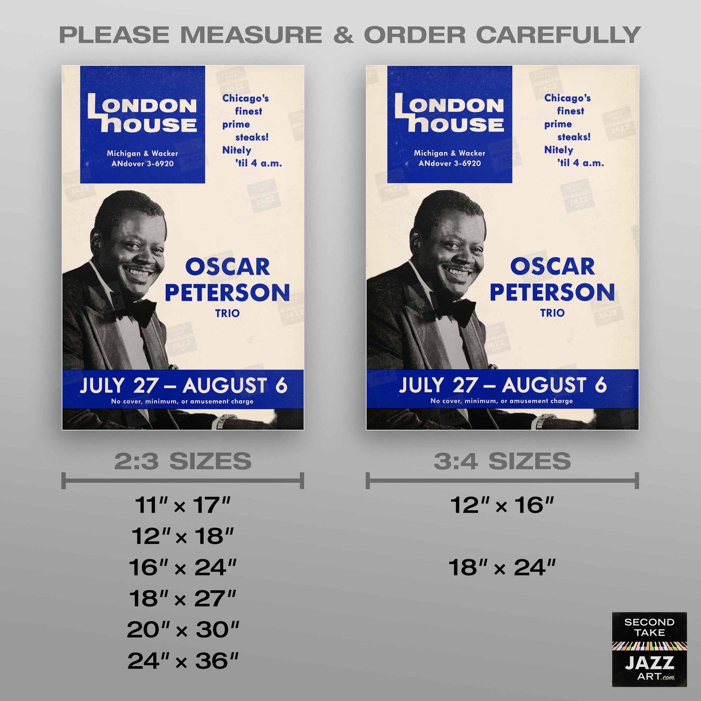 Oscar Peterson Trio jazz poster - London House Sessions - Chicago - 1961