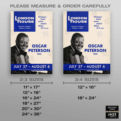 Oscar Peterson Trio jazz poster - London House Sessions - Chicago - 1961