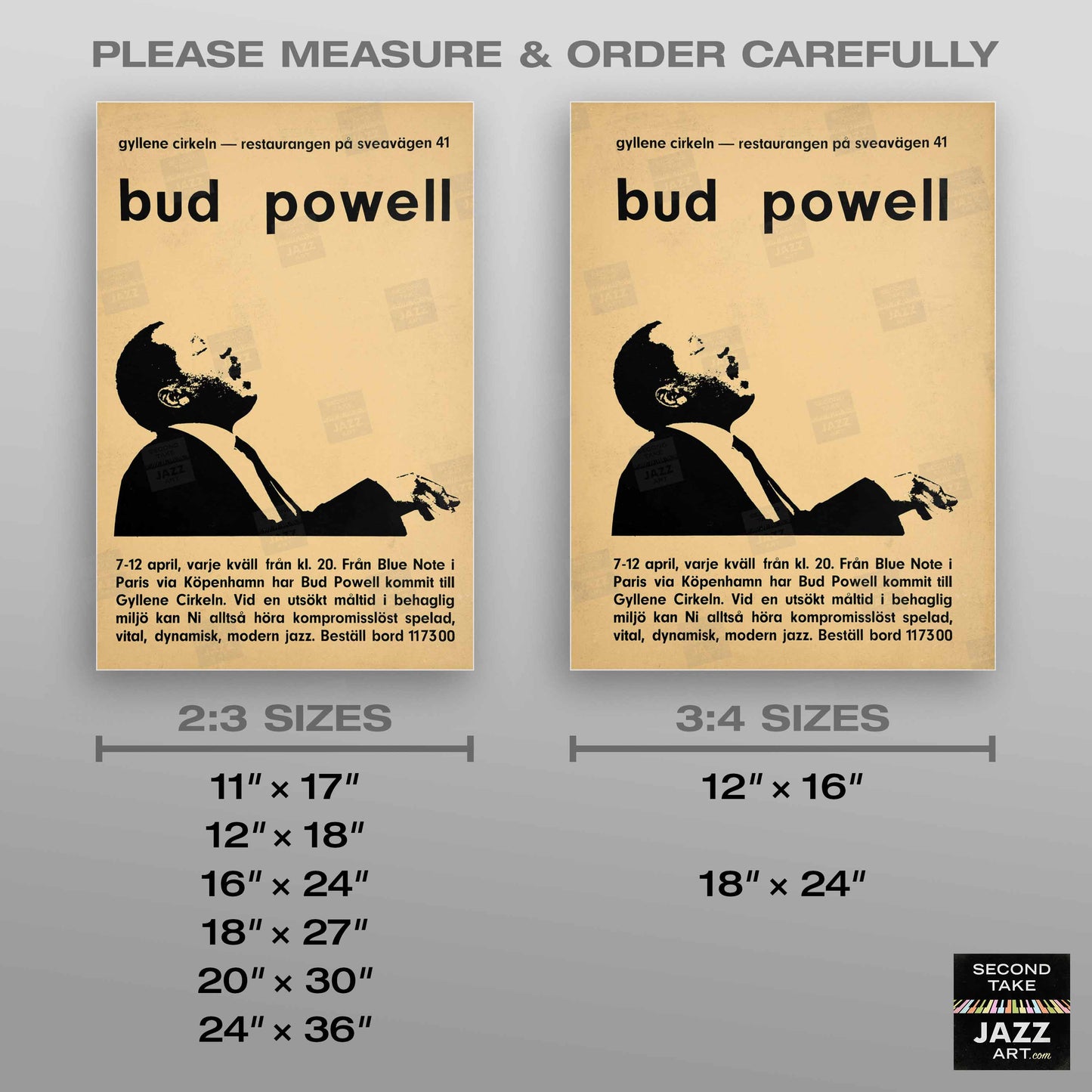 Bud Powell jazz poster - At the Golden Circle - Stockholm - 1962