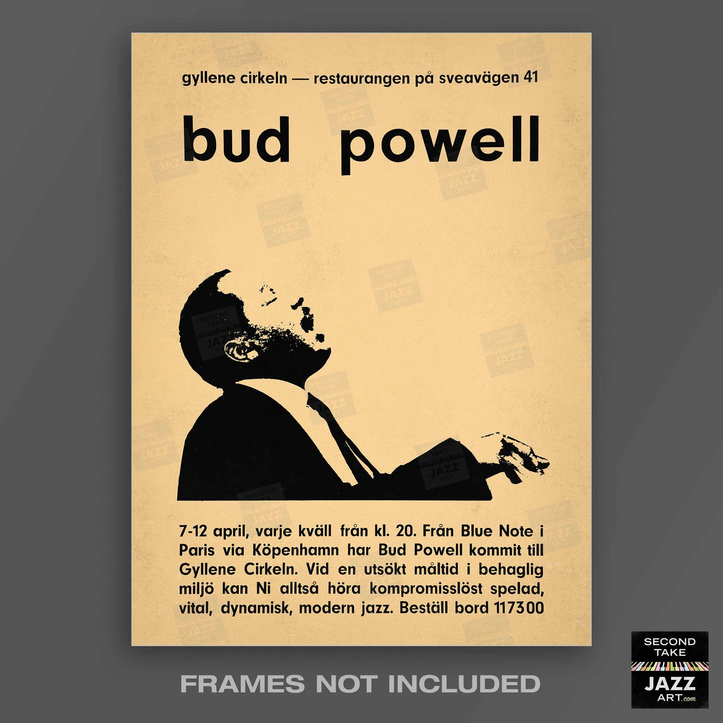 Bud Powell jazz poster - At the Golden Circle - Stockholm - 1962