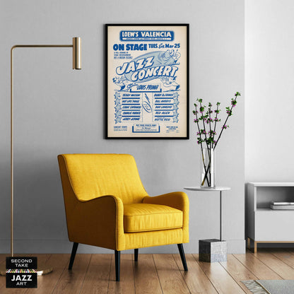 Louis Prima - Charlie Parker jazz poster - Loew's Valencia - Jamaica, NY - 1952