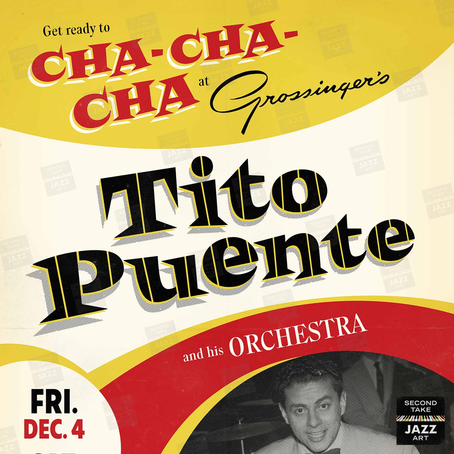 Tito Puente jazz poster - Cha Cha Cha - Live at Grossinger's - Catskills, NY - 1959