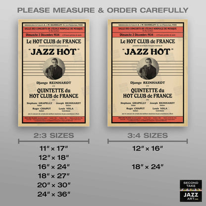 Django Reinhardt - Stéphane Grappelli jazz poster - QHCF - Paris - 1934
