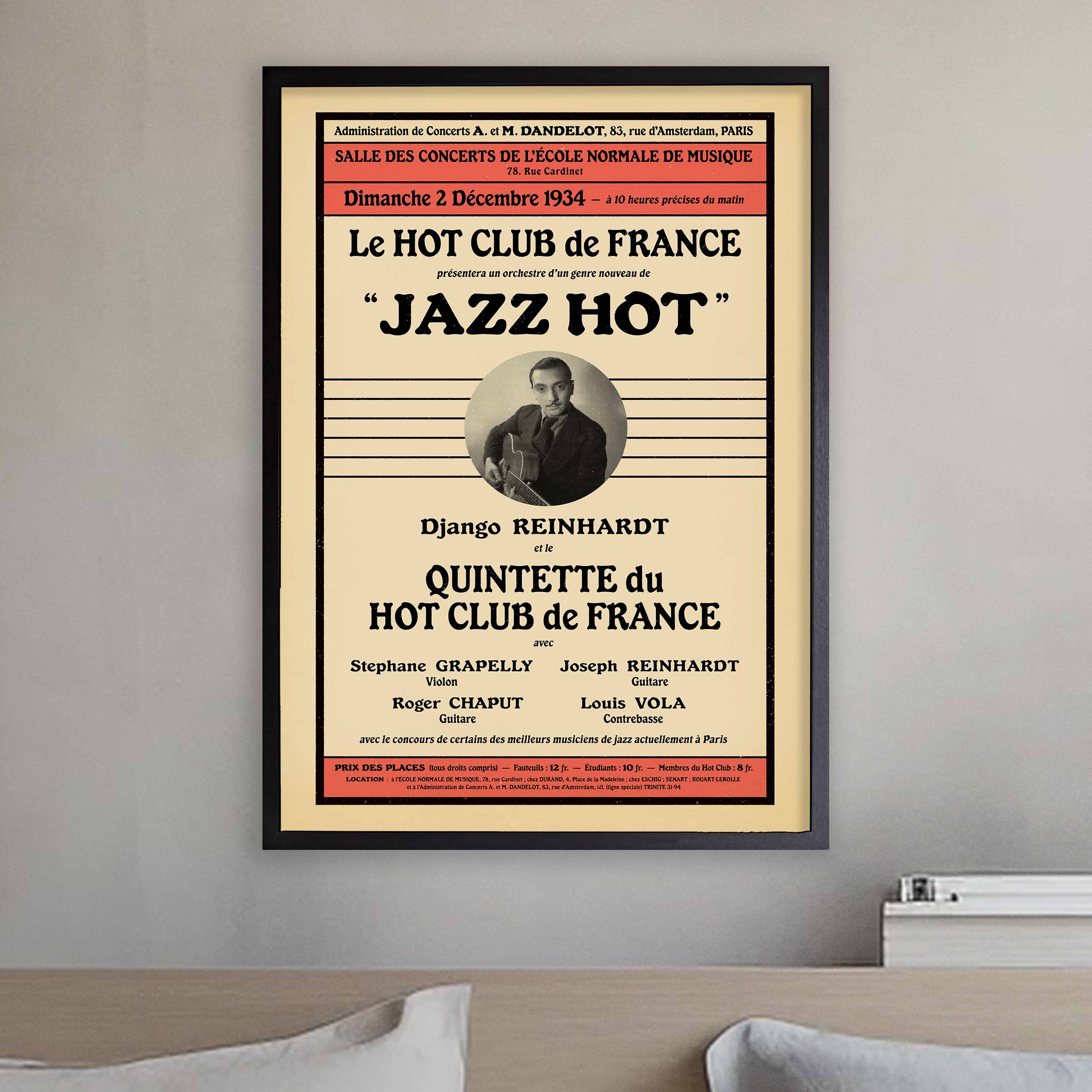 Django Reinhardt - Stéphane Grappelli jazz poster - QHCF - Paris