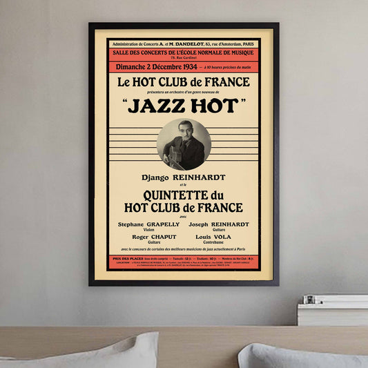 Django Reinhardt - Stéphane Grappelli jazz poster - QHCF - Paris - 1934