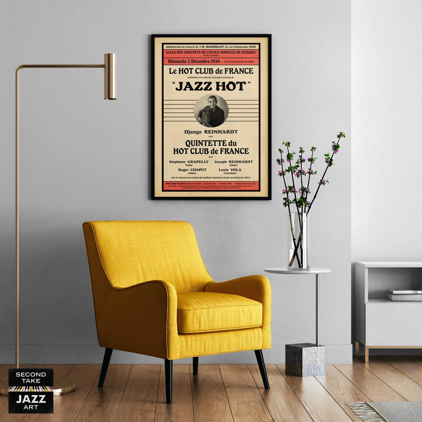 Django Reinhardt - Stéphane Grappelli jazz poster - QHCF - Paris - 1934