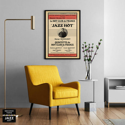 Django Reinhardt - Stéphane Grappelli jazz poster - QHCF - Paris - 1934