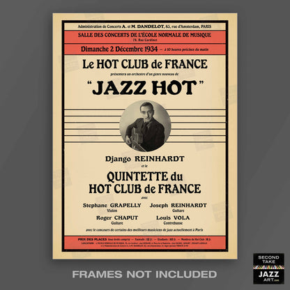 Django Reinhardt - Stéphane Grappelli jazz poster - QHCF - Paris - 1934