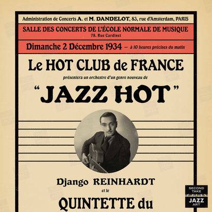 Django Reinhardt - Stéphane Grappelli jazz poster - QHCF - Paris - 1934