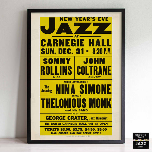 Sonny Rollins - John Coltrane - Nina Simone - Thelonious Monk jazz poster - Carnegie Hall - 1961