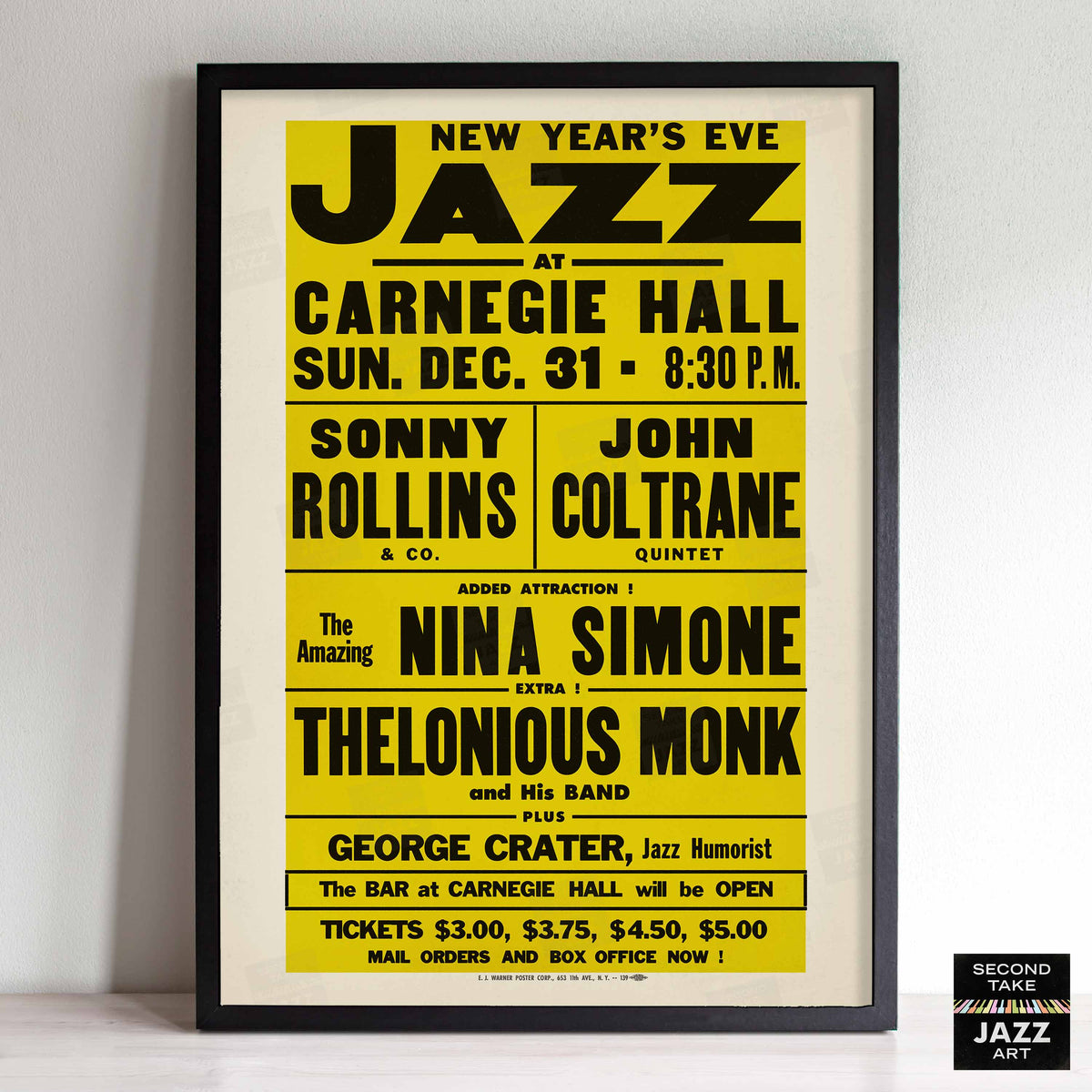 Sonny Rollins - John Coltrane - Nina Simone - Thelonious Monk jazz poster - Carnegie Hall - 1961