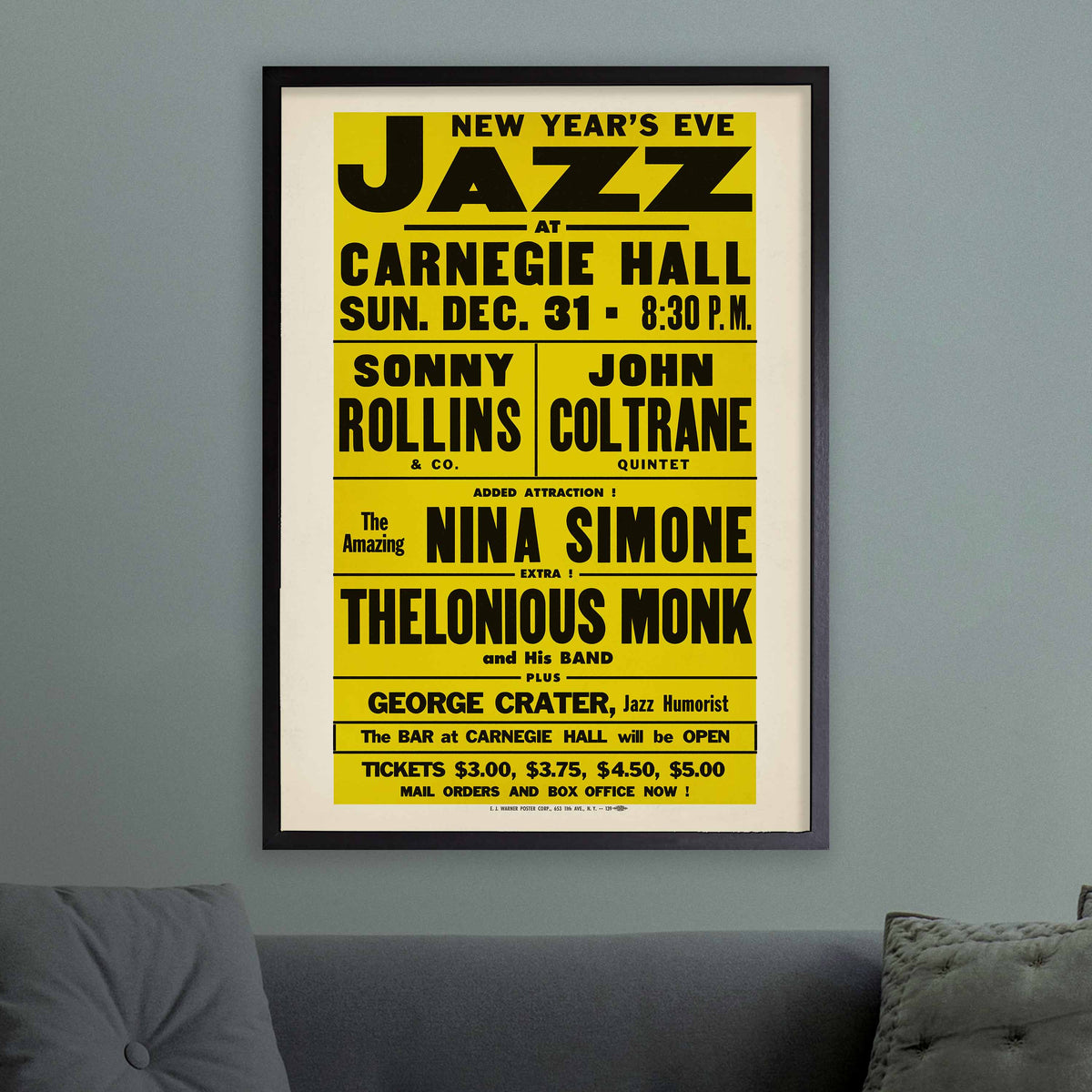 Sonny Rollins - John Coltrane - Nina Simone - Thelonious Monk jazz poster - Carnegie Hall - 1961