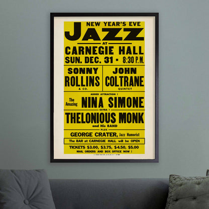 Sonny Rollins - John Coltrane - Nina Simone - Thelonious Monk jazz poster - Carnegie Hall - 1961