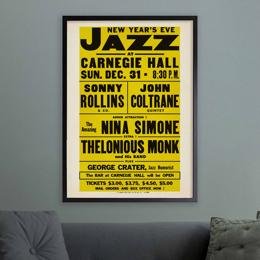 Sonny Rollins - John Coltrane - Nina Simone - Thelonious Monk jazz poster - Carnegie Hall - 1961