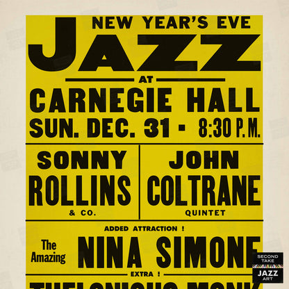 Sonny Rollins - John Coltrane - Nina Simone - Thelonious Monk jazz poster - Carnegie Hall - 1961
