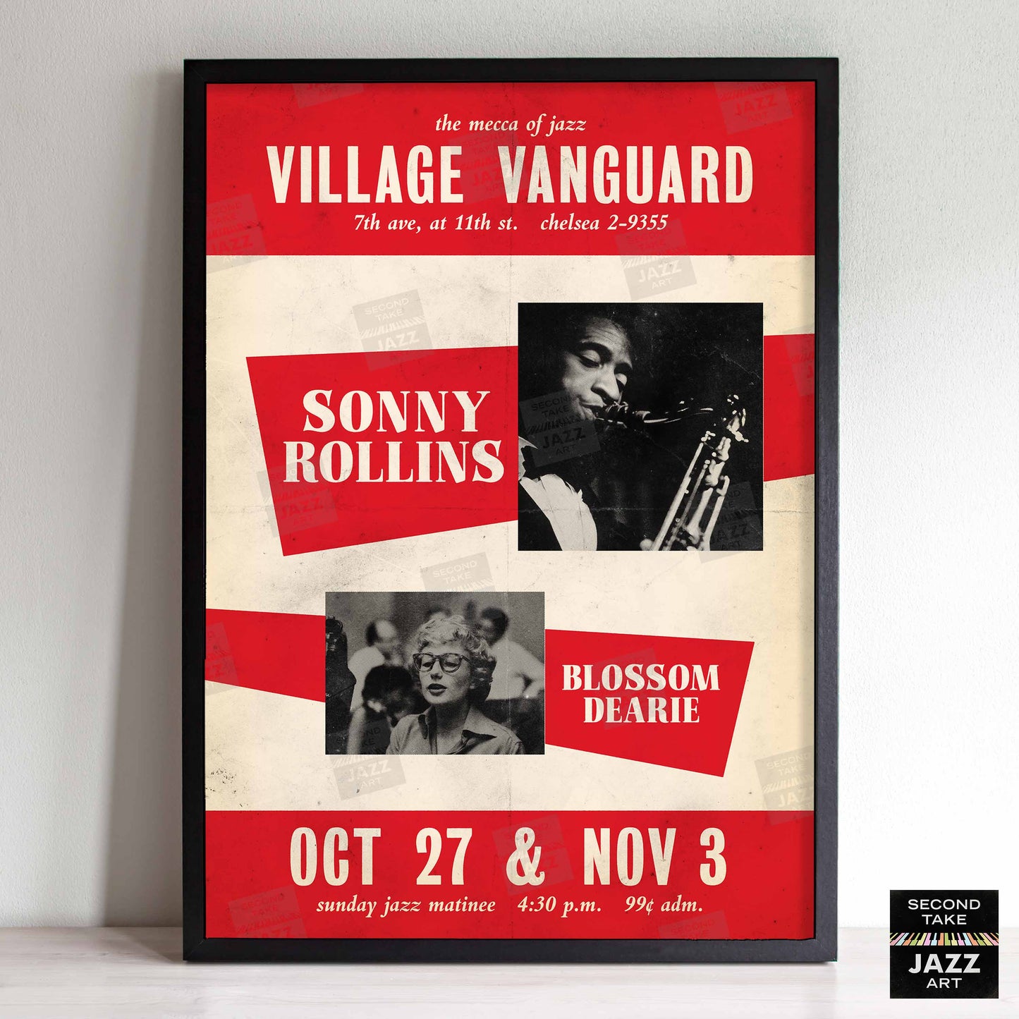 Sonny Rollins jazz poster - A Night at the Village Vanguard - Blossom Dearie - 1957