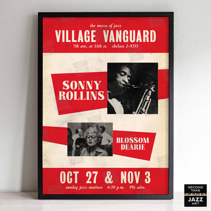 Sonny Rollins jazz poster - A Night at the Village Vanguard - Blossom Dearie - 1957