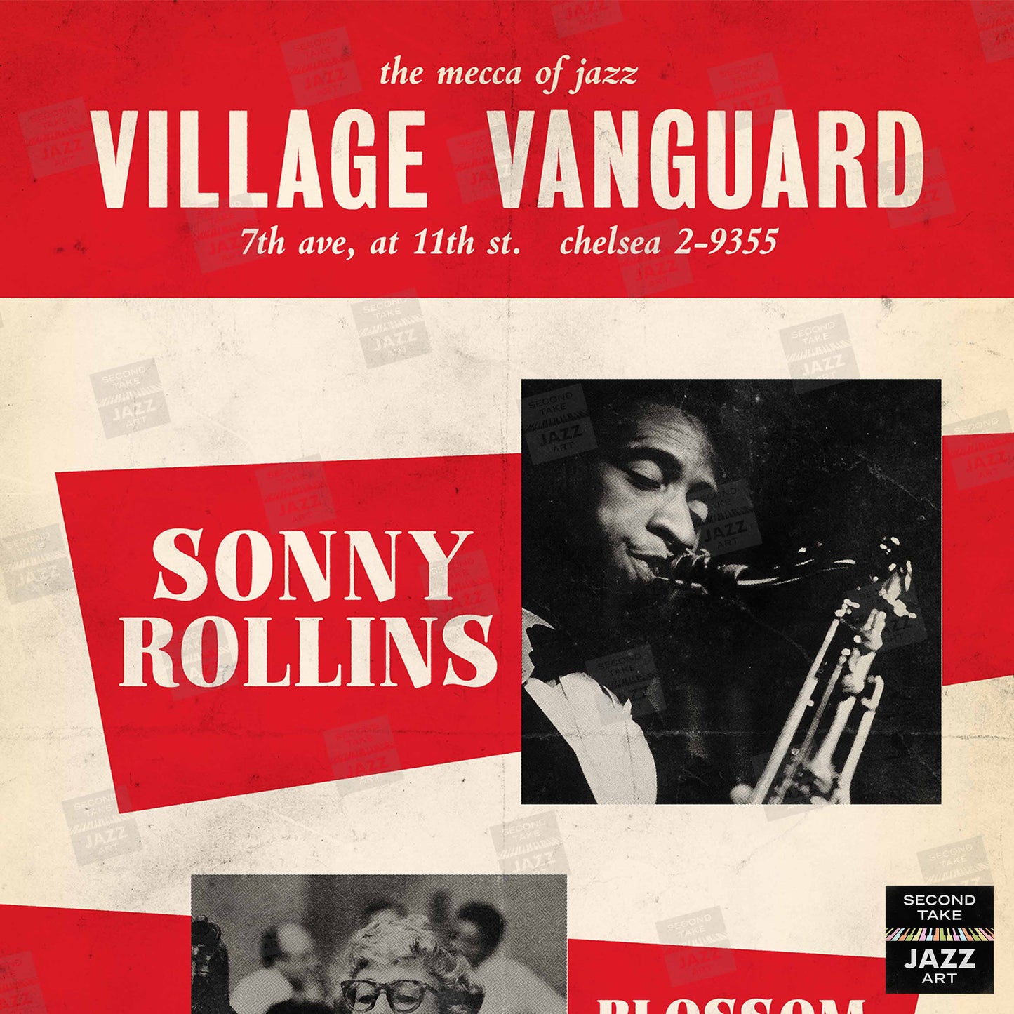 Sonny Rollins jazz poster - A Night at the Village Vanguard - Blossom Dearie - 1957