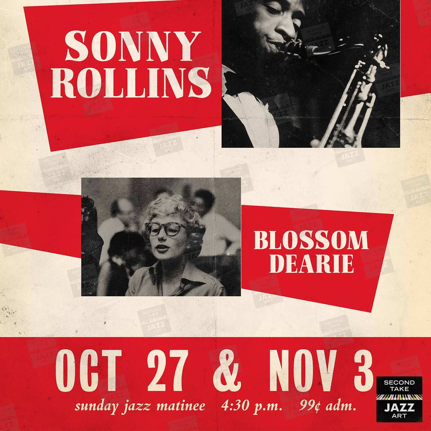 Sonny Rollins jazz poster - A Night at the Village Vanguard - Blossom Dearie - 1957