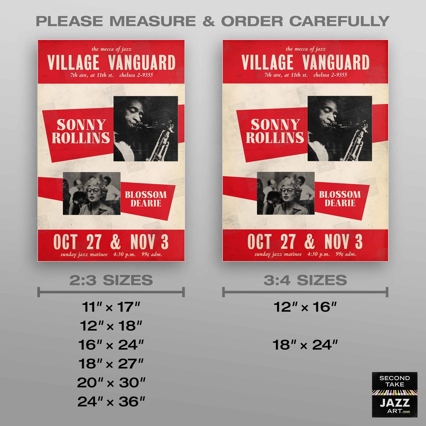 Sonny Rollins jazz poster - A Night at the Village Vanguard - Blossom Dearie - 1957