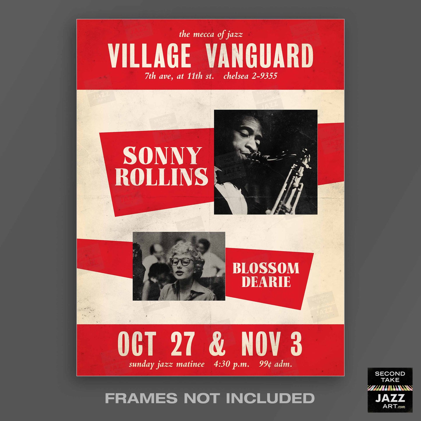 Sonny Rollins jazz poster - A Night at the Village Vanguard - Blossom Dearie - 1957