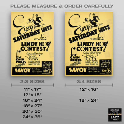 Savoy jazz poster - Lindy Hop Contest - Harlem - New York - 1930s-40s