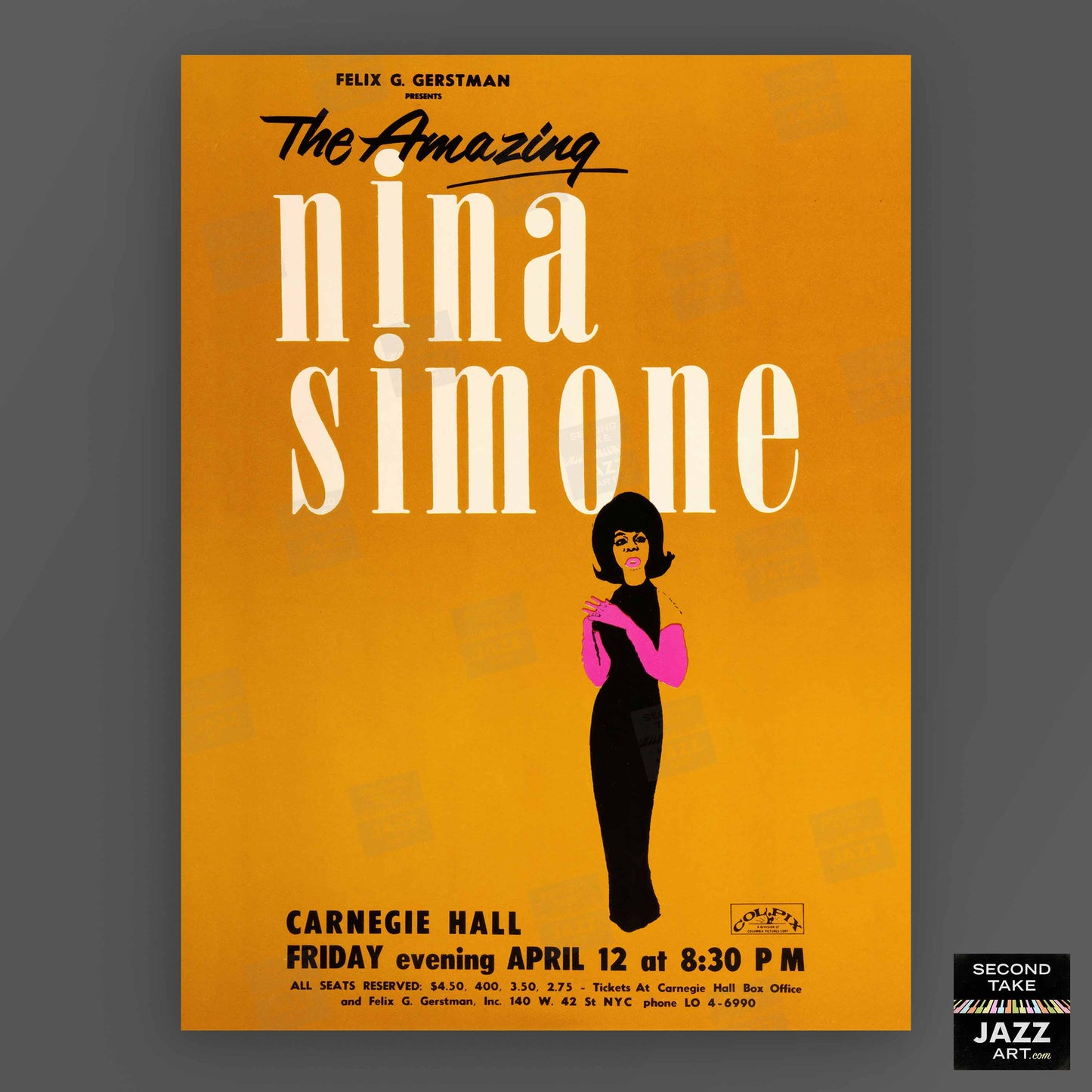 Nina Simone jazz poster - At Carnegie Hall - 1963