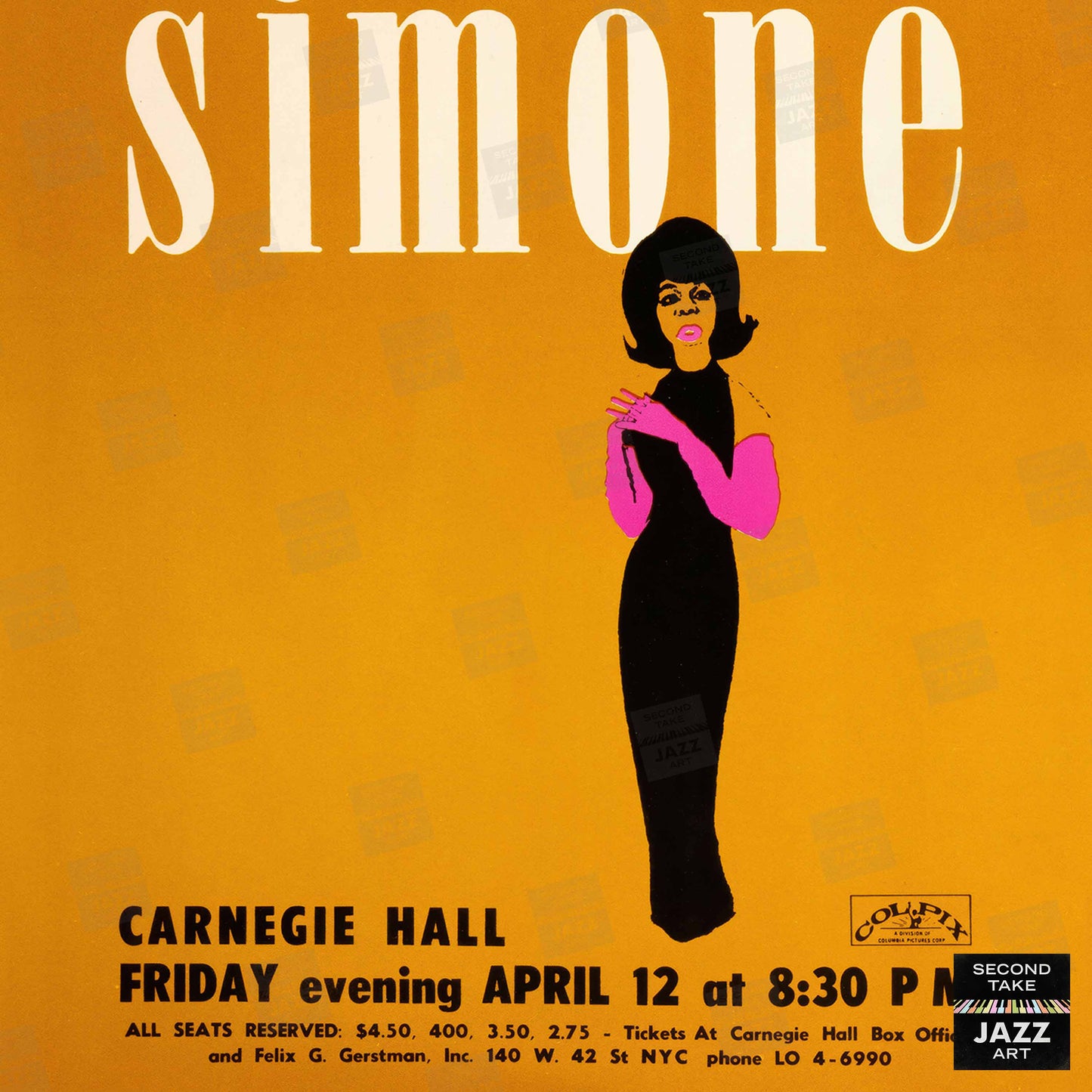 Nina Simone jazz poster - At Carnegie Hall - 1963