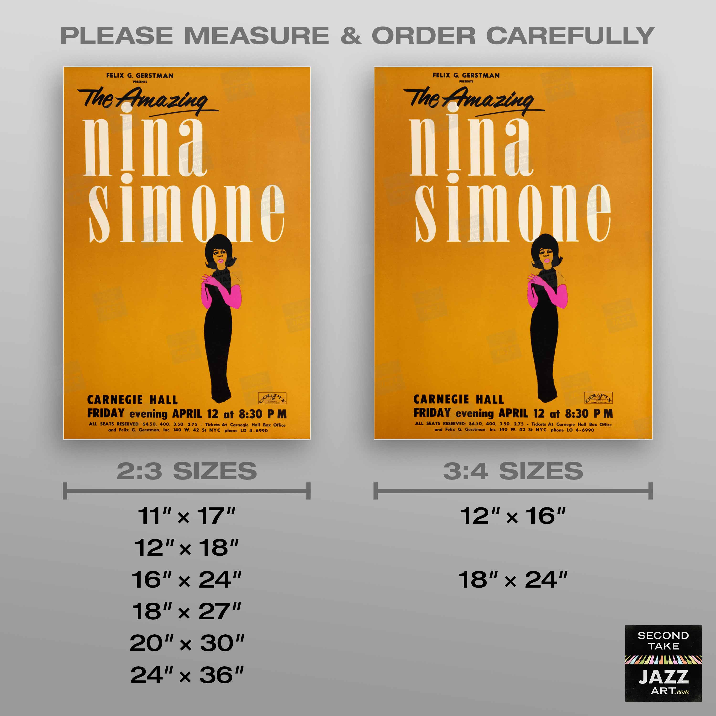 Nina Simone jazz poster - At Carnegie Hall - 1963 – SecondTakeJazzArt