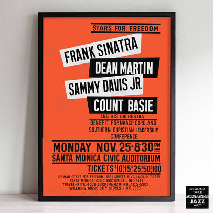 Frank Sinatra - Dean Martin - Sammy Davis, Jr jazz poster - Santa Monica, CA - 1963