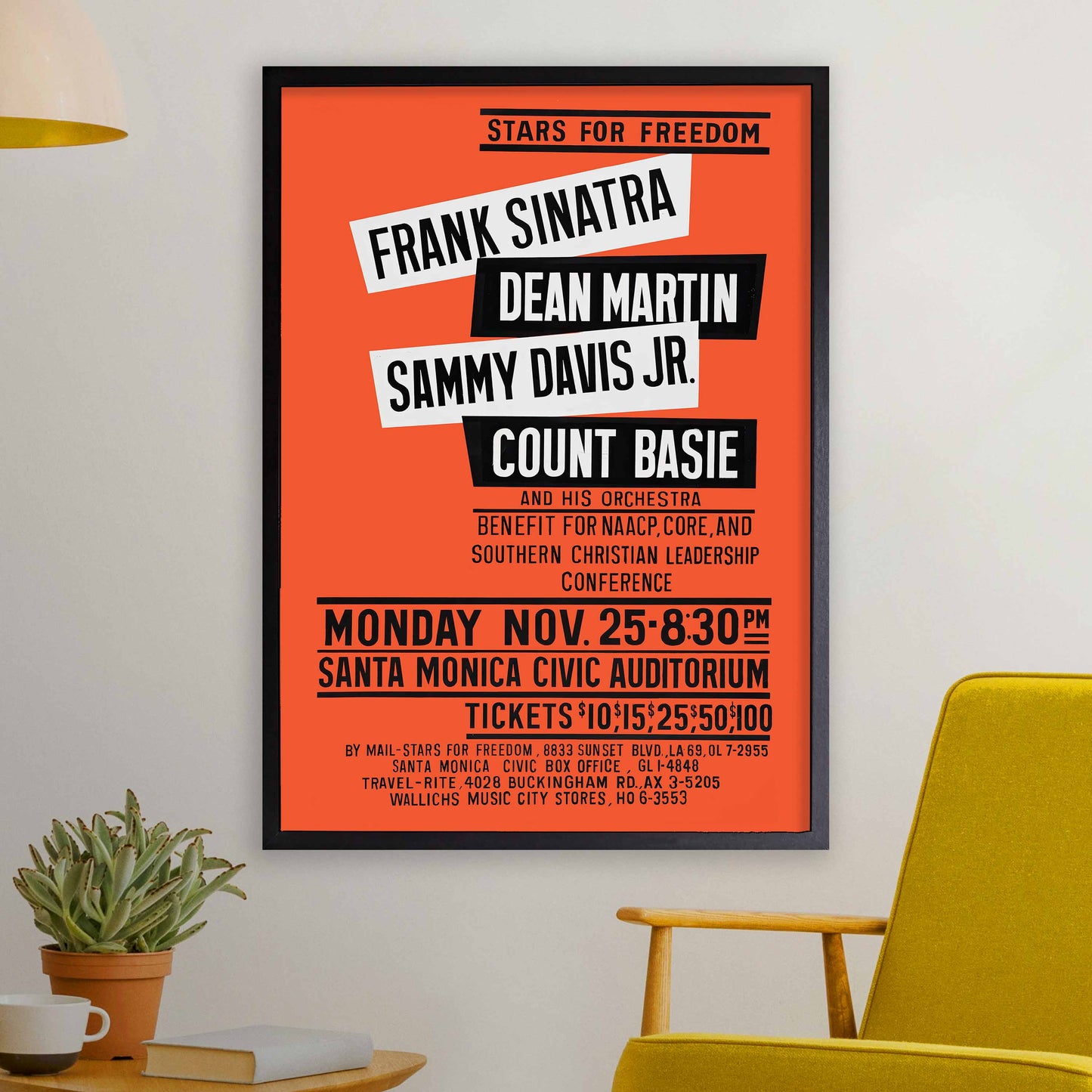 Frank Sinatra - Dean Martin - Sammy Davis, Jr jazz poster - Santa Monica, CA - 1963