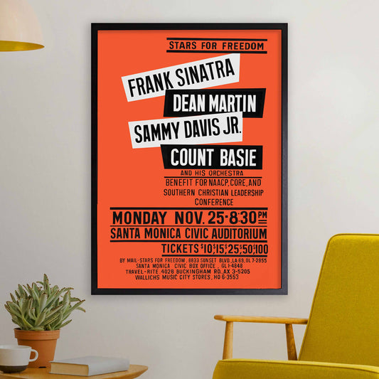 Frank Sinatra - Dean Martin - Sammy Davis, Jr jazz poster - Santa Monica, CA - 1963