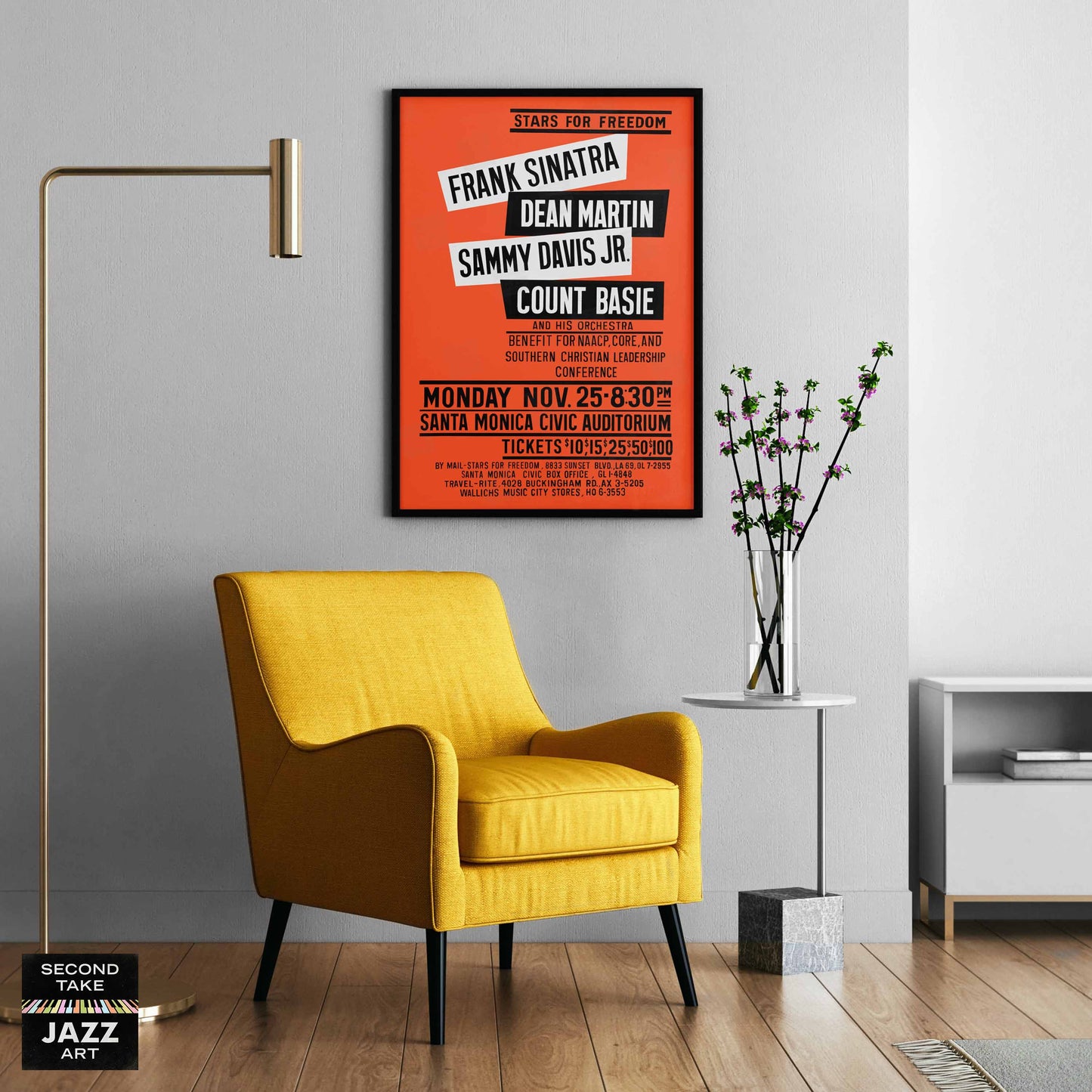 Frank Sinatra - Dean Martin - Sammy Davis, Jr jazz poster - Santa Monica, CA - 1963