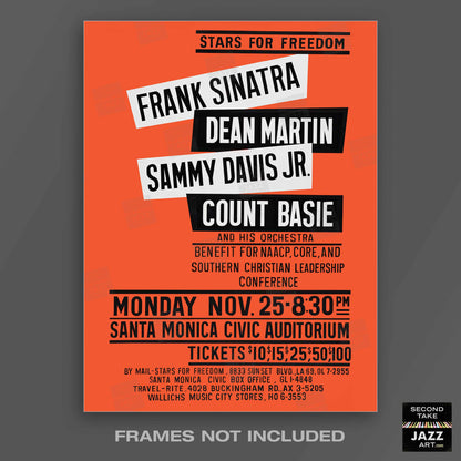 Frank Sinatra - Dean Martin - Sammy Davis, Jr jazz poster - Santa Monica, CA - 1963