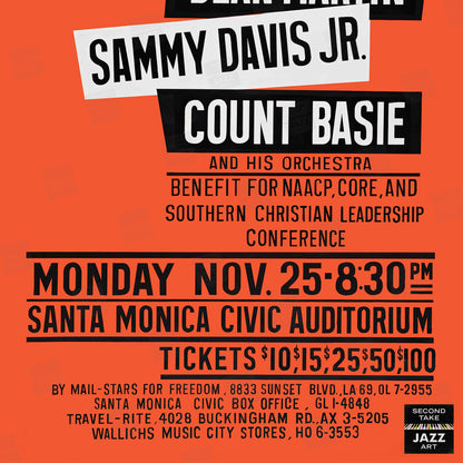 Frank Sinatra - Dean Martin - Sammy Davis, Jr jazz poster - Santa Monica, CA - 1963