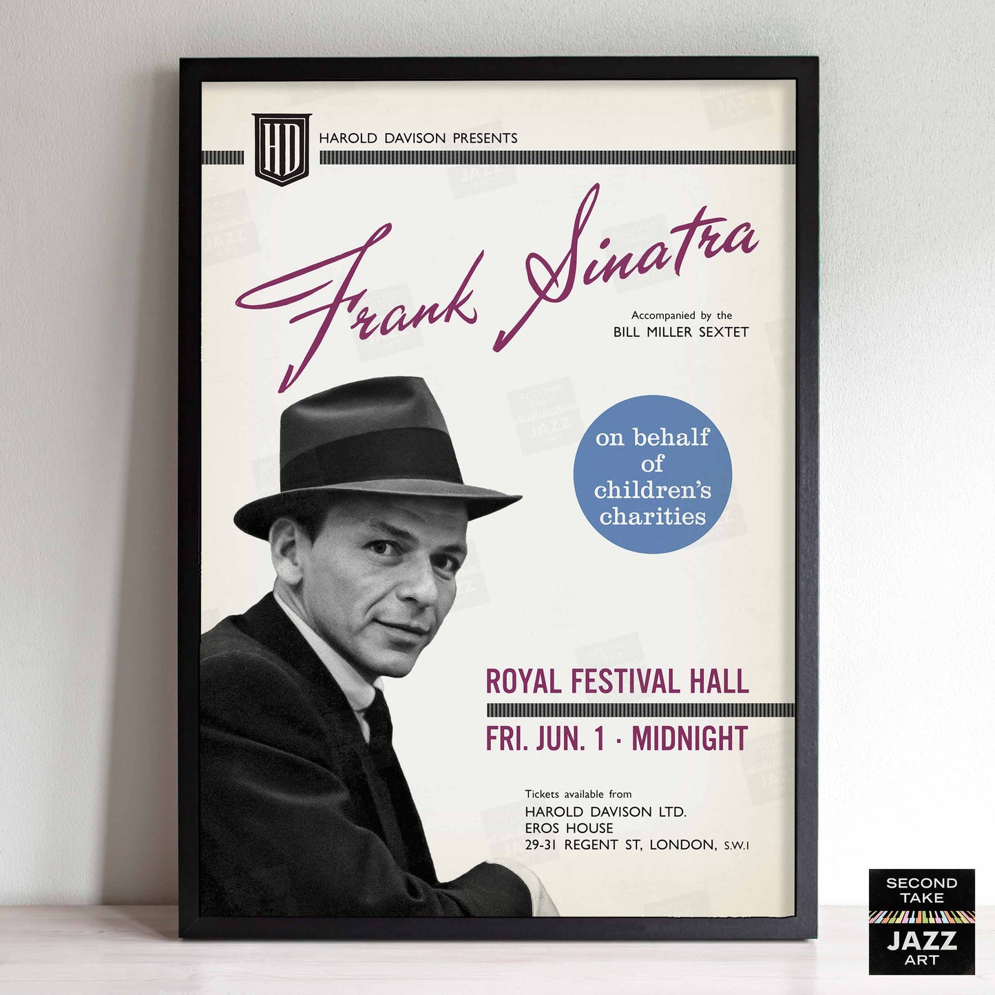Frank Sinatra jazz poster - Live at Royal Festival Hall - London - 1962