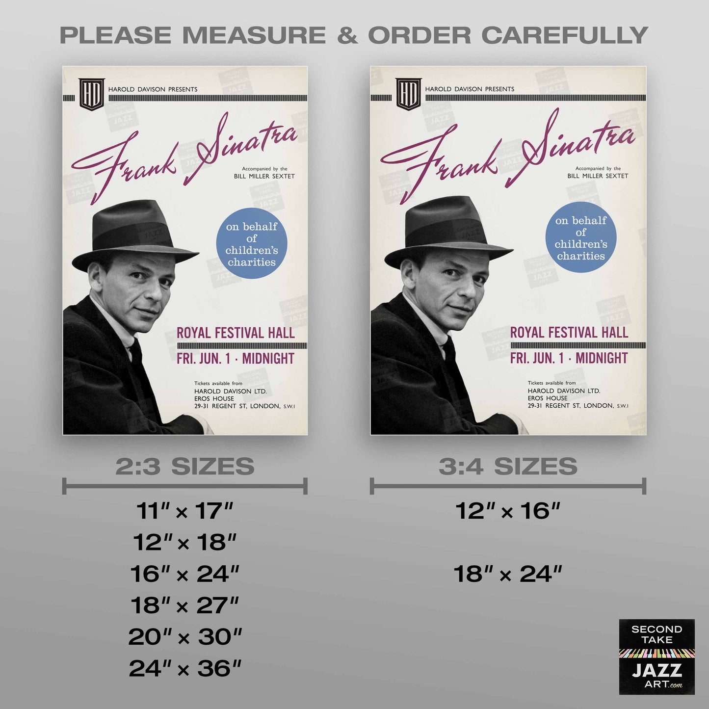 Frank Sinatra jazz poster - Live at Royal Festival Hall - London - 1962